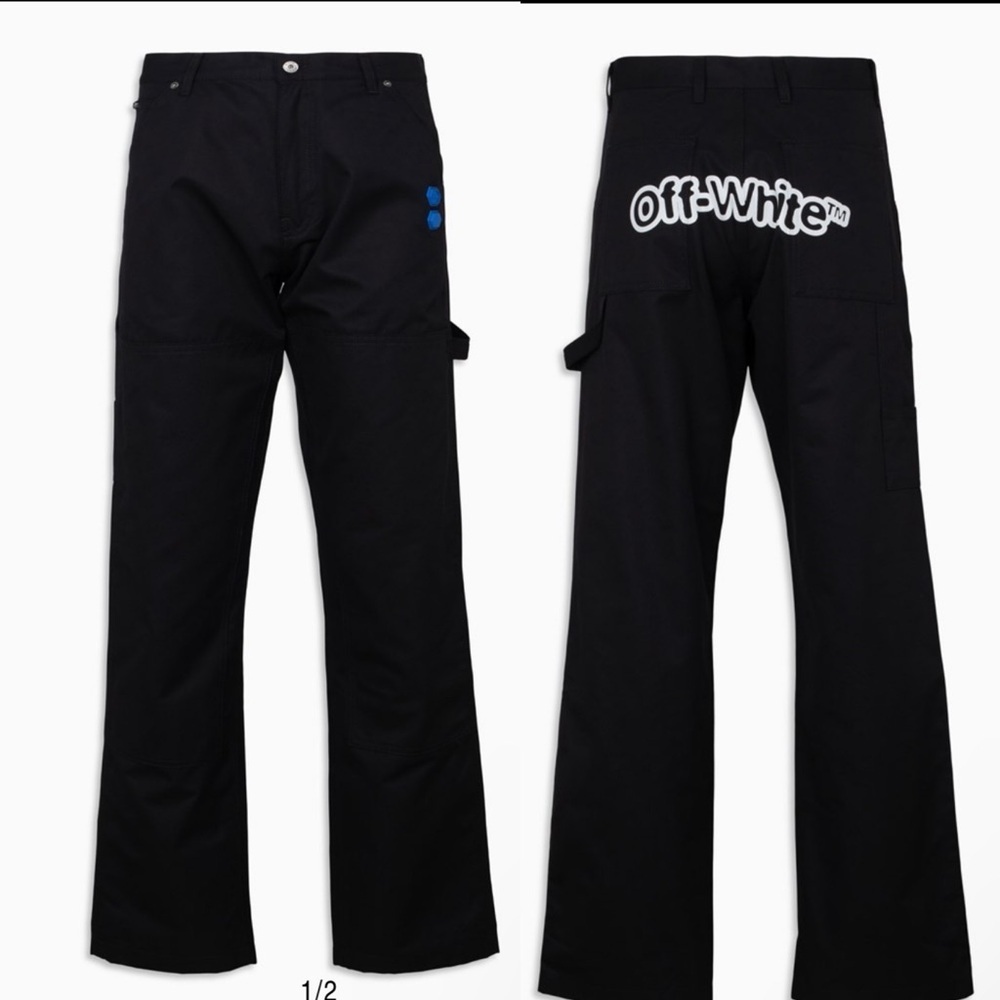 Off-White FF Blur Carpenter Pants Black Mens sz XS